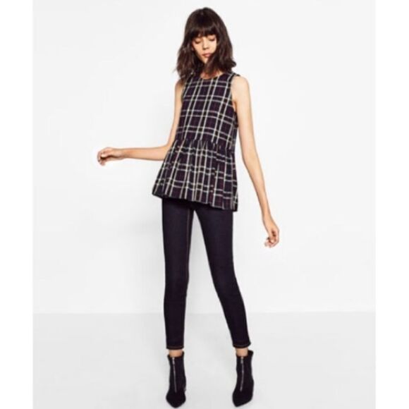 Zara Trafaluc Collection Plaid Tie Back Tank Top (XS) - Picture 3 of 10
